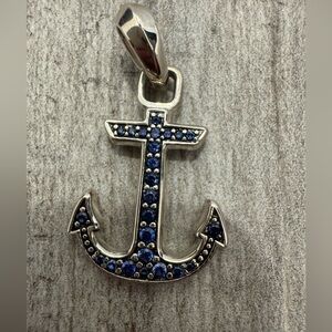 David Yurman Sterling Silver Maritime Anchor Amulet with Sapphires